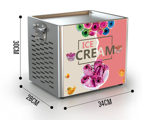 Commercial Ice Roll Maker Stir Fried Ice Cream Machine Stainless Steel With Single Square Pan