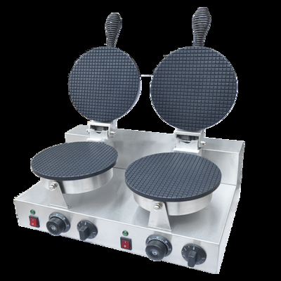 Commercial Waffle Ice Cream Cone Baker Double Head Waffle Machine Snack Pancake Cone Maker